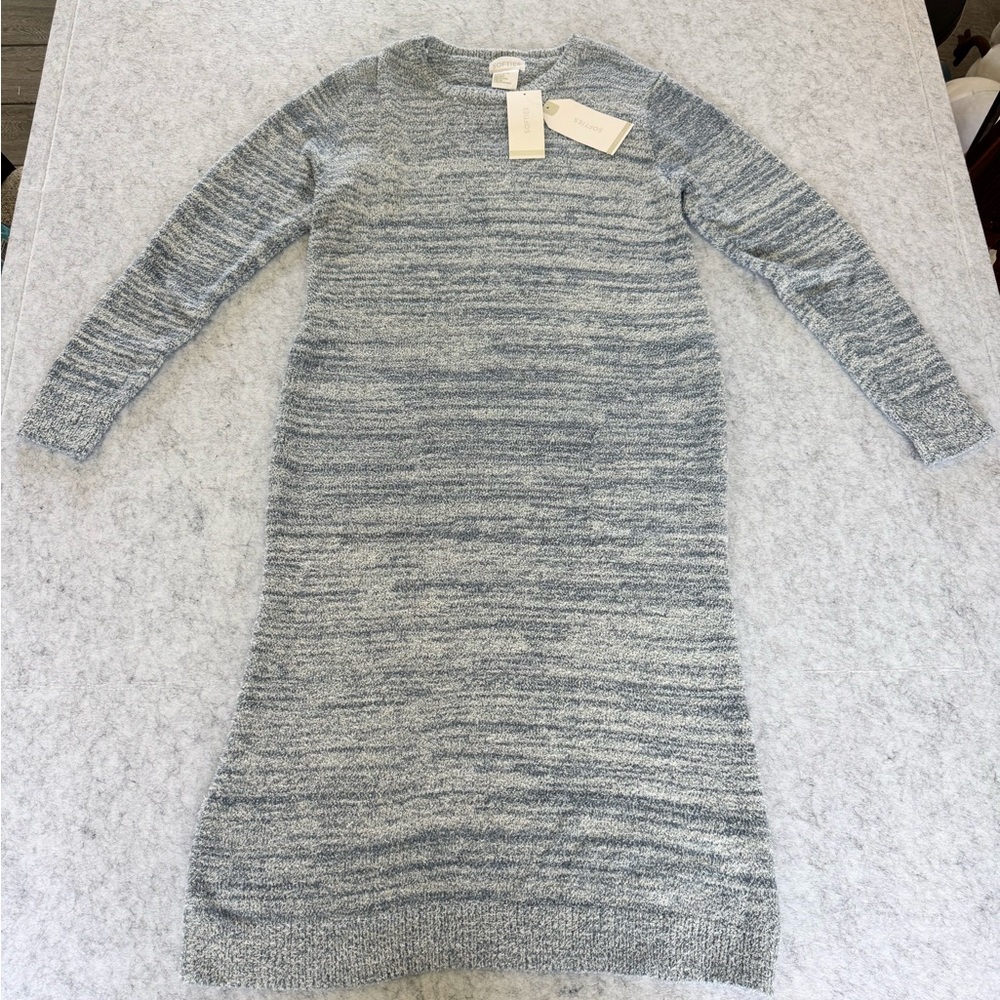 NWT Softies Marshmallow Crew Neck Lounger Pajama Gown w Pockets S/M 42” Blue - Picture 3 of 10
